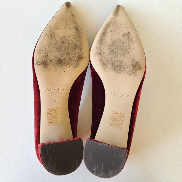 J Crew Avery Burgandy Velvet shoes - Picture 4 of 4